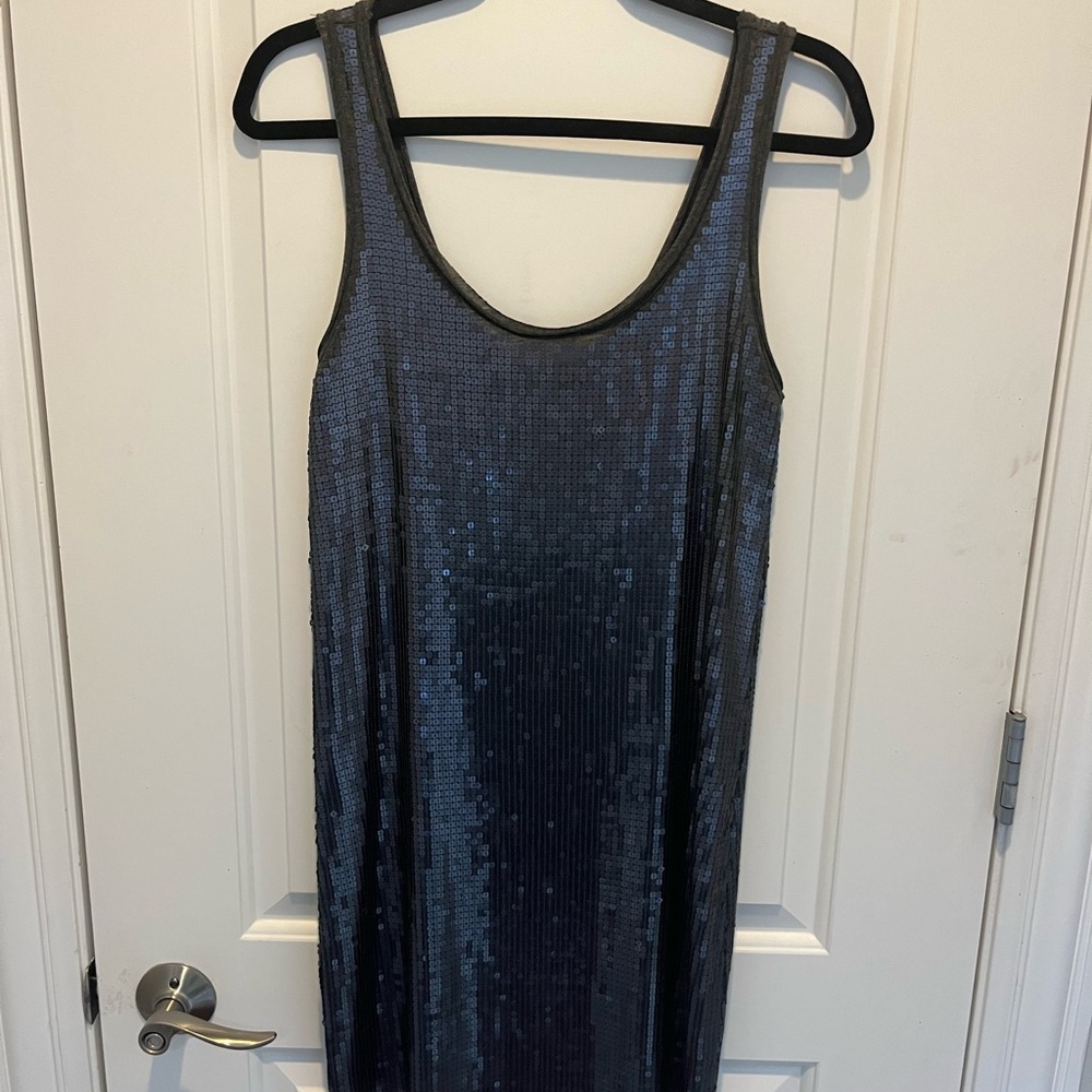 Vince Shimmering Sequin Mini Dress - Dark Gray - Picture 3 of 12